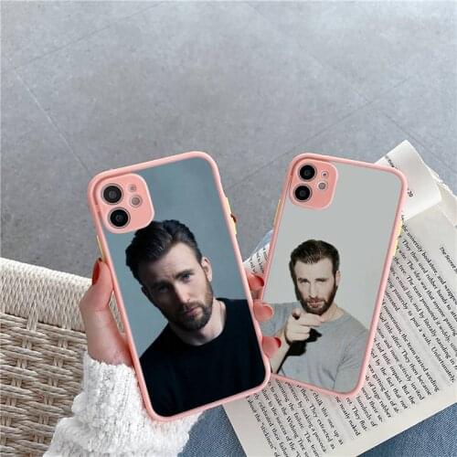 Chris Evans Phone Case For iPhone 12 11 Mini Pro XR XS Max 7 8 Plus X Matte transparent Pink Back Cover