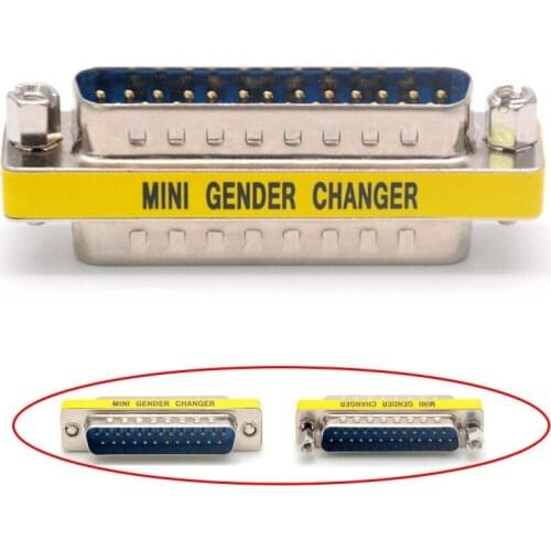 DB25 D-Sub 25pin Connector Mini Gender Changer Adapter RS232 Serial Connectors Male To Male DB25 Parallel Port minitype Changer
