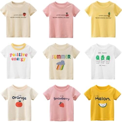 Kids T Shirts Summer Boys Girls Short Sleeve Print Baby Toddler Children Cotton Tops Tees Clothes White New 2020 Clothing