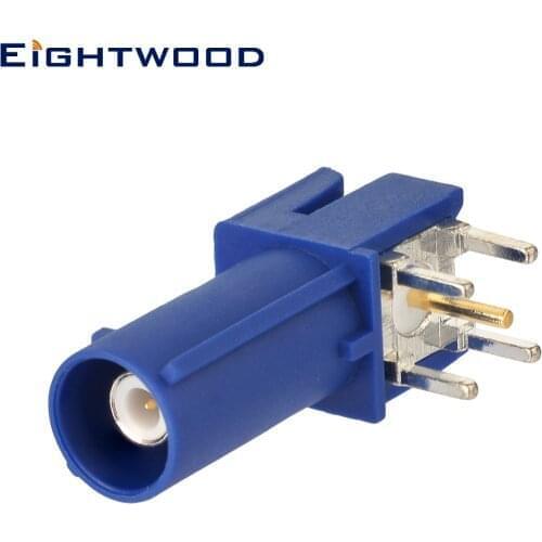 Eightwood Fakra C Blue/5005 Plug PCB Mount Right Angle RF Connector Adapter For Car GPS Telematics or Navigation Antenna Aerial