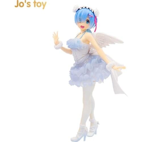 Jos toy 23cm Original Bandai Life In Another World From Scratch Angel Ram Anime PVC Figure Hand-made Model Toy gift