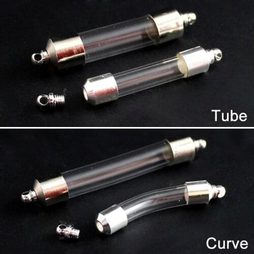 10PCS Curve Vals Glass vial Pendant Screw Cap Tube Name on Rice DIY Miniature Glass Vial Pendant Wishing Bottle Jewelry Making