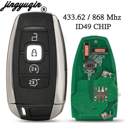 Jingyuqin Remote Smart Car Key 433.92/434Mhz ID49 Chip Fob For Lincoln MKC MKZ 2017 2018 With Uncut Blade 4 Buttons