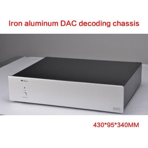 KYYSLB 430*95*340MM Iron-aluminum Power Amplifier Chassis DIY Audio Case DAC Shell Power Supply Box Amplifier Enclosure with RCA