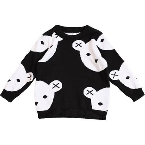 INS Hot Kids Sweaters Cartoon Bear Children Knitted Sweater Cute Baby Boys Girls Pullover Sweater Age for 12M-6Y GW133