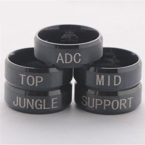 LOL League of Legends Finger Ring Hot Game ADC MID Letter Print Stainless Steel Ring Jewelry for Players