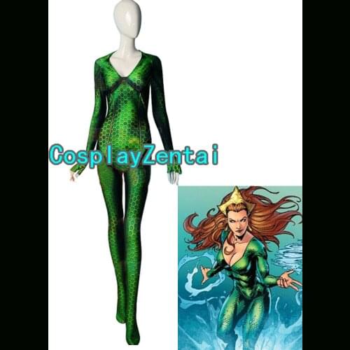 Mera Woman Halloween Costume 3D Printing Spandex Girl Superhero Cosplay Suit
