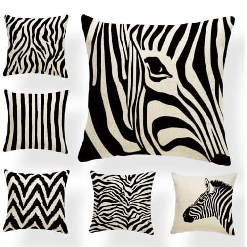 Animal Zebra Cushion Cover Pillow Covers Shabby Chic Farmhouse Decorator Throw Pillow 45X45Cm Cotton Linen Sublimation Materia