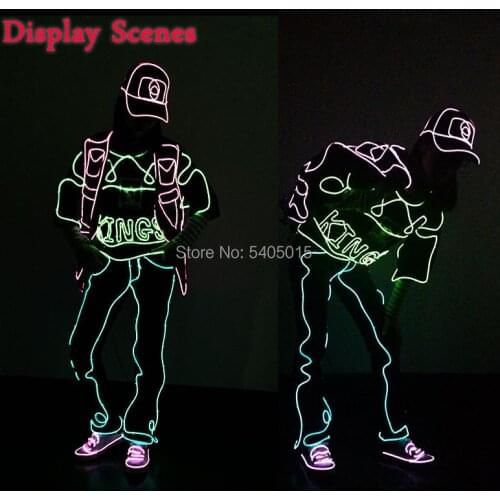 NEW Arrive Holiday DIY Decoration EL Wire Suits Clothes Costume Glow Party Supplies Glowing Holiday Lighting Mixed Colors