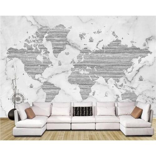 Beibehang Custom wallpaper murals world map white marble mural home decoration living room bedroom background wall 3d wallpaper