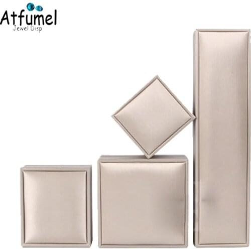 Wholesale Wedding Ring Box Elegant Soft Brushed PU Leather Porte Alliance Pour Mariage Gold Necklace Earring Kit Case 4Pcs/lot