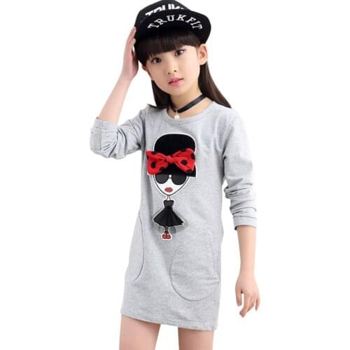 Girls Dress Cartoon Pattern Dresses For Girl Casual Style Dress For Kids Spring Autumn Costume For Girls 6 8 10 12 14