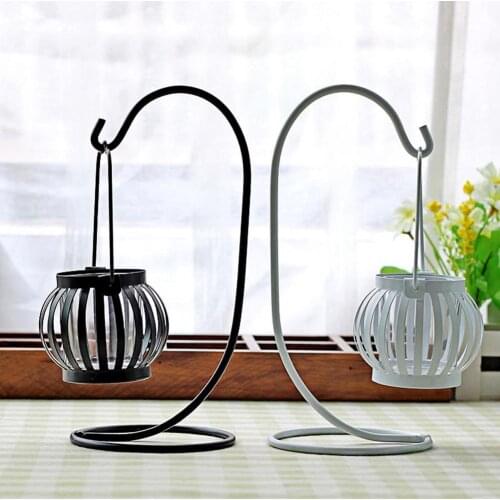 Candlestick Hollow Lantern Shape Wrought Iron Decorative Candle Holder for Wedding Table Decoration Desktop Accessories