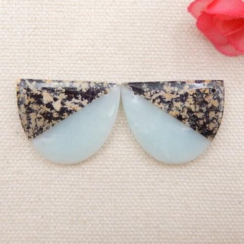Natural Stone Snow Flake with Amazonite Intarsia Double hole Earrings 22x27x5mm,9g
