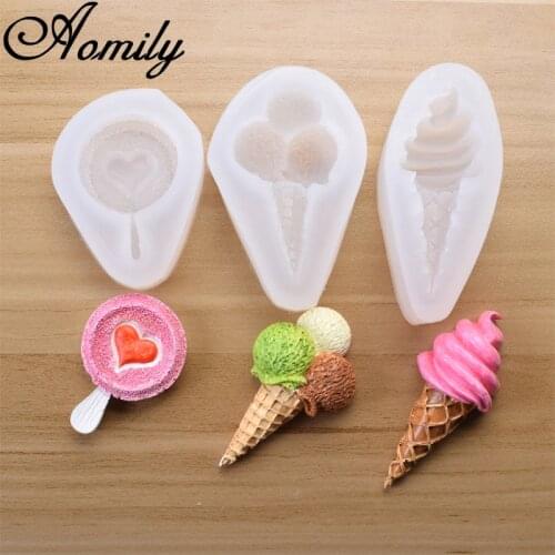 Aomily Silicone Cake Mold DIY Ice Cream Lollipop Shaped Fondant Mold Sugar Craft Chocolate Moulds Pastry Tool Bakery Accessories
