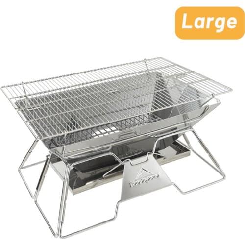 Stainless Steel Folding BBQ Grill Large Barbecue Grill Charcoal BBQ Oven Cook Stove Household Non-stick Cooking Tools