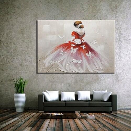 Modern Home Wall Homepieces Canvas Artwork Hand-Painted Pretty Girl Abstract Oil Painting Paintings Wall Pictures Frameless