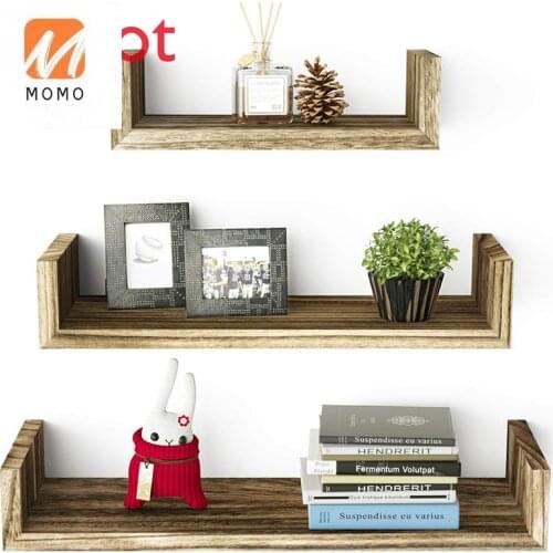 Wood Floating Shelves Set of 3 Rustic Wall Mount Pine Shelf with Bracket for Living Room Bedroom Bathroom