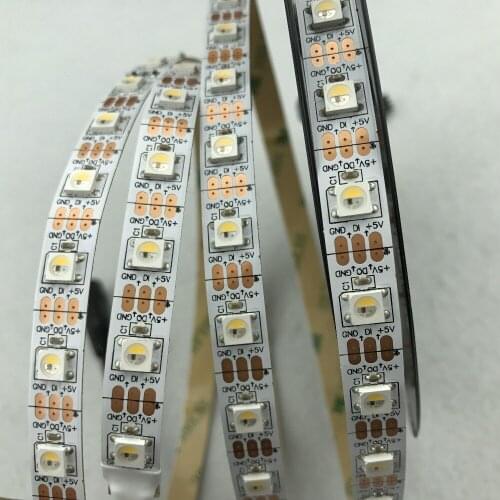 SK6812-RGBW(warm white) led addressable strip;60leds/m with 60pixels/m;non-waterproof;4m long;DC5V input;WHITE PCB