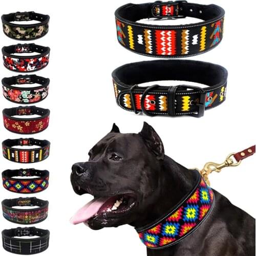 10 Colors Reflective Puppy Big Dog Collar with Buckle Adjustable Pet Collar for Small Medium Large Dogs Pitbull Leash Dog Chain