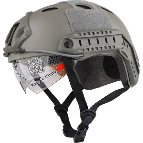 Military Fast PJ Helmet With Protective Goggle Glasses Army Hunting Paintball Tactical Airsoft Helmet CS WarGame Head Protector