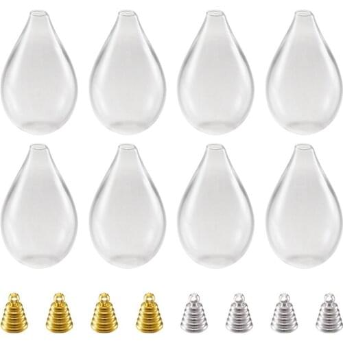 Handmade Blown Glass Beads and Brass Pendant Bails for DIY Clear Glass Bottle Wind Chime Jewellry Pendant Making Accessories