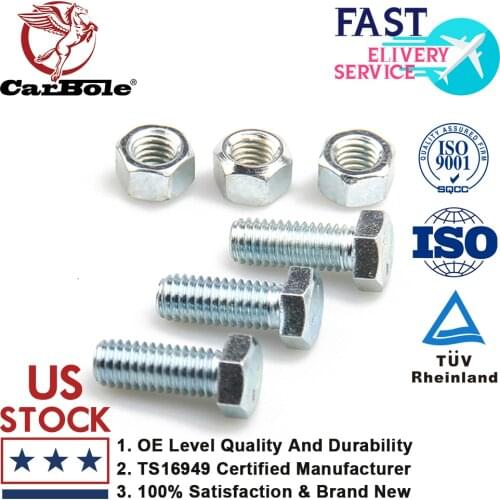 Carbole 6PCS Set High Performance Header Collector Bolt Kit 3413 W/ Special Locking Nuts Stainless Steel Collector Bolts