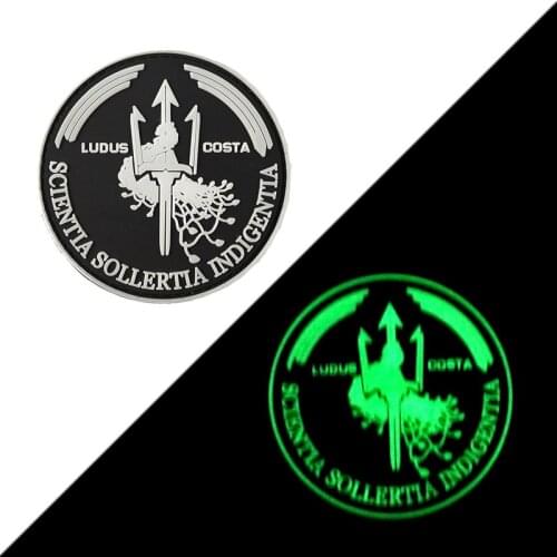 XICC PVC Night Light 3D Ludus Costa Velcro Patches Military Hook Back Solf Silicone Luminous Glow In Dark Patch Tactical Badges