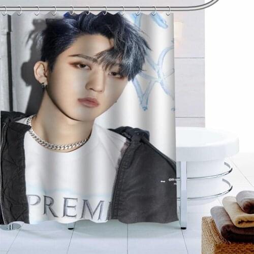 Stray Kids Changbin Shower Curtain New Polyester Fabric Bath Screens Curtains For Bathroom 3D Waterproof Bath Curtain Hook 0622