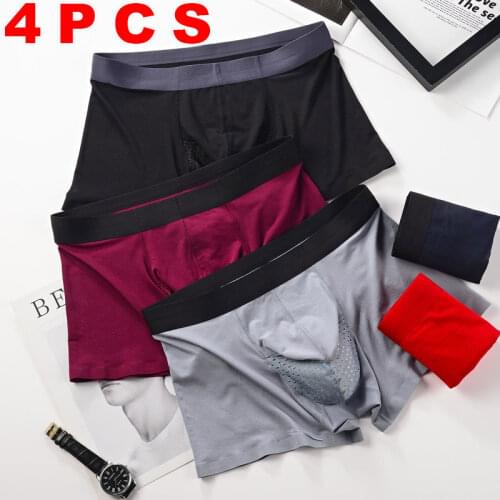 4PCS underwear men Boxer shorts Solid high quality Modal Seamless soft U convex sexy kilot male mens underpants cueca boxer man