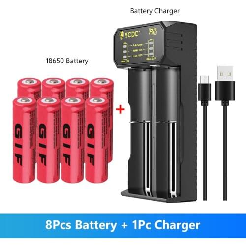8Pcs 18650 Battery 3.7v 9800mAh Li-ion Rechargeable batteries 18650 Cell Lithium Bateria Li-ion Torch With 18650 Battery Charger