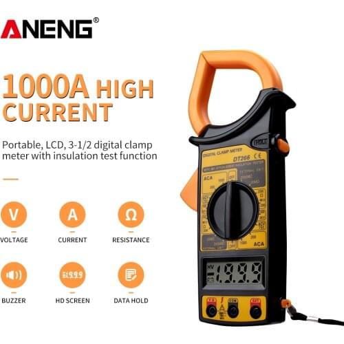 DT266 LCD 1999 Count Digital True RMS Professional Clamp Meter AC DC Current Voltage Tester Data Show Hold Auto Multimeter Clamp