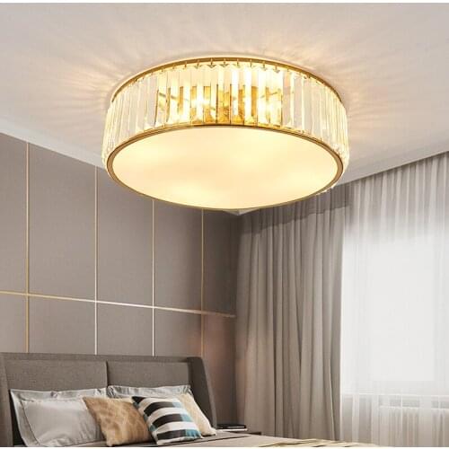 Crystal Bedroom Lamp LED Light Luxury Ceiling Lamp Living Room Master Bedroom Childrens Room Lamp Modern Simple Balcony Aisle L