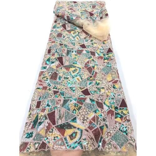 Beautiful Lace Fabric Color Sequins Embroidery French Tulle Mesh Cloth Design Sewing DIY Fashion Skirt Dress 5 Yards Wholesale