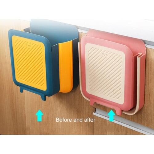 Multifunctional Collapsible Kitchen Hanging Trash Can Cabinet Waste Bin Paper Basket Sundries Storage Bucket Cleaning Tool