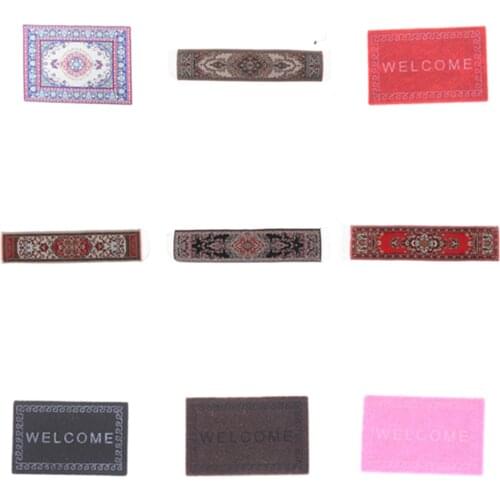 Multy Styles 1/12 Scale Woven Rug Floor Carpet Dolls House Miniatures Furniture Toys for Dollhouse Floor Silk Coverings Gifts