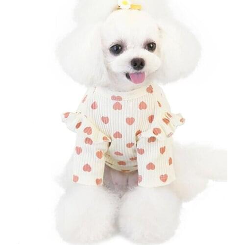 New Pet Clothes Autumn Winter Pet Clothes Love Bottoming Shirt Dog Clothes Warm Pet Dog Jacket Coat Jumpsuit For Dog