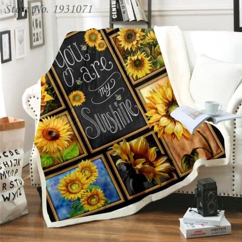 Sunflower Express Love Blanket 3D Print Sherpa Blanket on Bed Home Textiles Dreamlike Gift Blanket 04