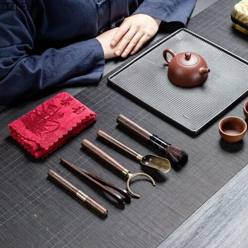 Five-piece Solid Wood Bamboo Tea Set Tea Making Tool Tea Clip Spoon Knife Chinese Style Home Kung Fu Tea Set Accessories Set