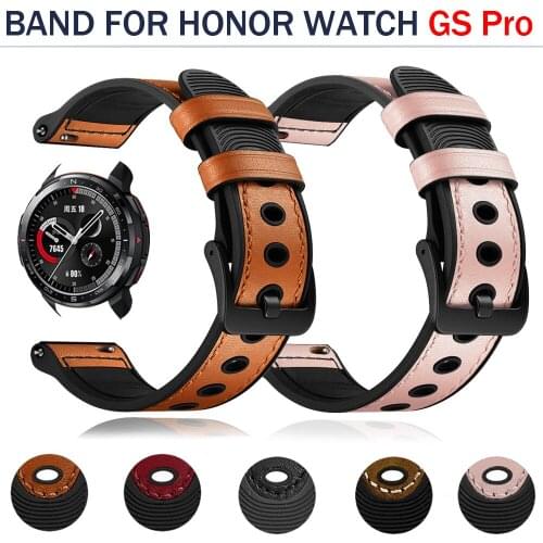 20mm 22mm Leather Strap for HONOR Watch GS Pro Watchband for HONOR Watch Bracelet Wist Band Accessories Belt Straps Correa Bands