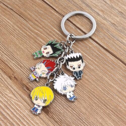 RJ Hunter x Hunter Metal Charm Keychain GON Killua Zoldyck Kurapika Leorio Hisoka Figures Pendant Key Ring Car Bag Jewelry