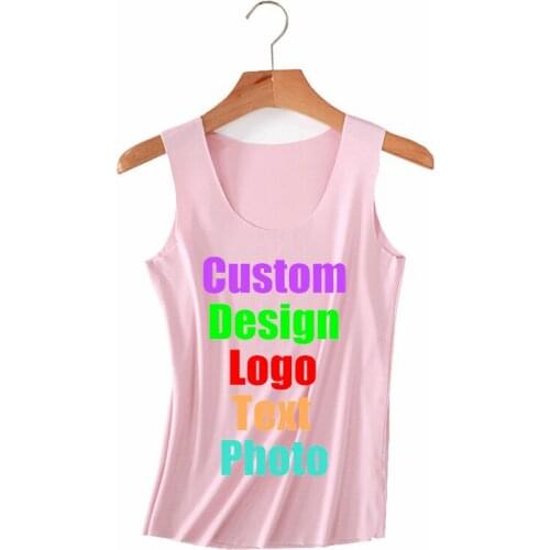 Custom Logo Photo Text Printed DIY shirts Tanks Top V Neck Sleeveless Sexy Slim High Elastic Night Club Female Tees Punk Shirts