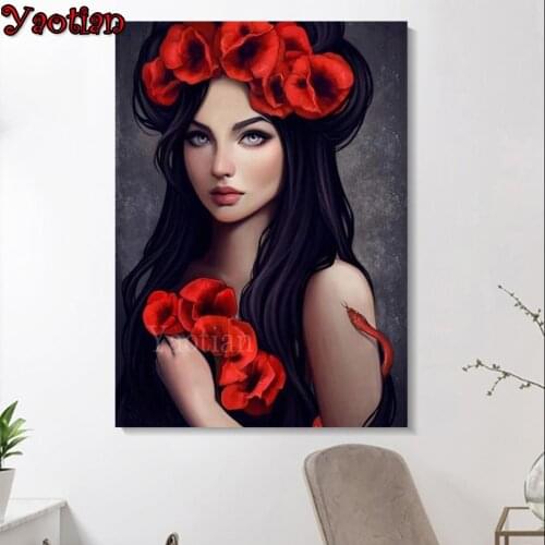 Flower woman snake Picture Diamond Painting Kits 5d Diy Needlework Diamond Embroidery Mosaic Handicrafts Gift Home Decor