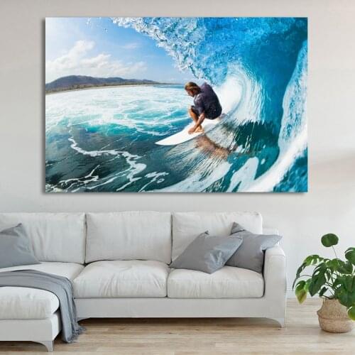Surfing Ocean Sea Waves Extreme Sport Surfer Poster Wall Art Picture Silk Canvas Printed Art Paintings for Home Decor