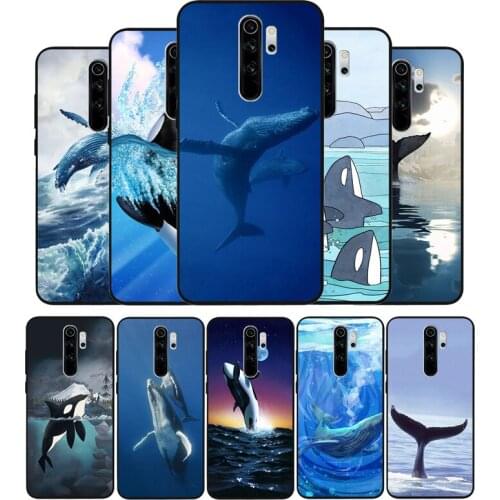 Killer Whales watercolor Print black Silicone Phone Case For Redmi note 9 8 7 Pro S 8T 7A Cover