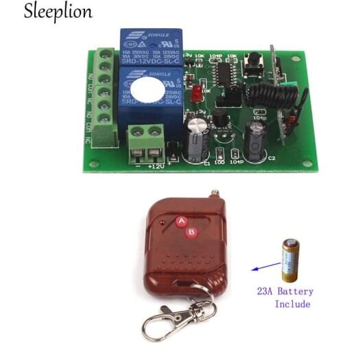 Sleeplion 12V 2CH 433Mhz Remote Control Universal Switch Remote Control Switch 12V Transmitter Receiver Module 433/315MHz