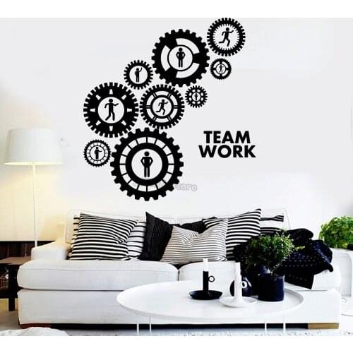 Gearwheel Vinyl Wall Decals Teamwork Gears Office Decoration Stickers Art Interior Wall Decor Removable Art Mural H261