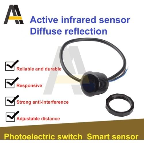 XKC-KD200 Active Infrared Sensor Intelligent Sensor Switch DC 5V-24V Photoelectric Human Distance Measurement Adjustable Sensor