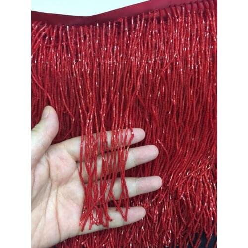 Stock tassel 5 yards/bag ym287# Bordeaux red 15 cm beads fringe clothing items for sawing dress fringe trim