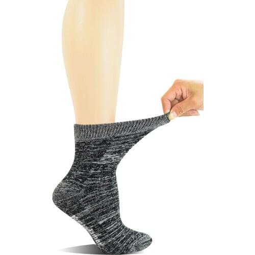 Womens 3 Pairs Bamboo Non-Binding Quarter Thick Warm Winter Socks with Seamless Toe and Full Cushion
